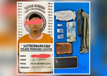 Tersangka HB dan barang bukti