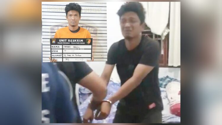 Pelaku yang mencuri barang milik ibunya yang ditangkap Polsek Patumbak. (Foto Ist)