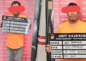 Dua pelaku pemerasan di Jalan Ayahanda yang ditangkap polisi. (Foto Ist)