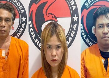 Tiga tersangka narkoba yang diringkus Polres Batu Bara. (Foto Ist)