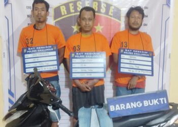 Ketiga komplotan pelaku curanmor beserta barang bukti