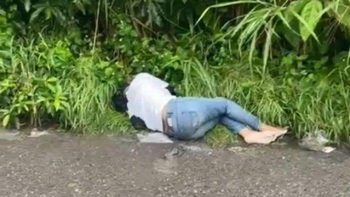 Mayat wanita di Jalan Ismail Harun, Kecamatan Percut Seituan, Kabupaten Deliserdang. (Foto Ist)