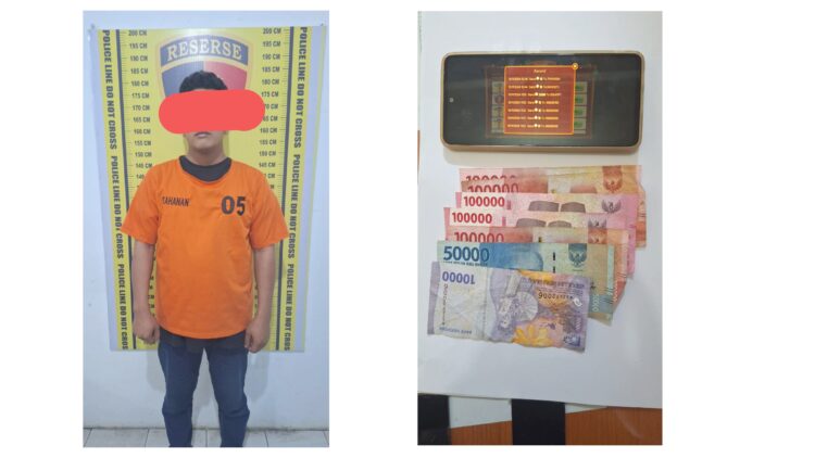 Tersangka FT beserta barang bukti