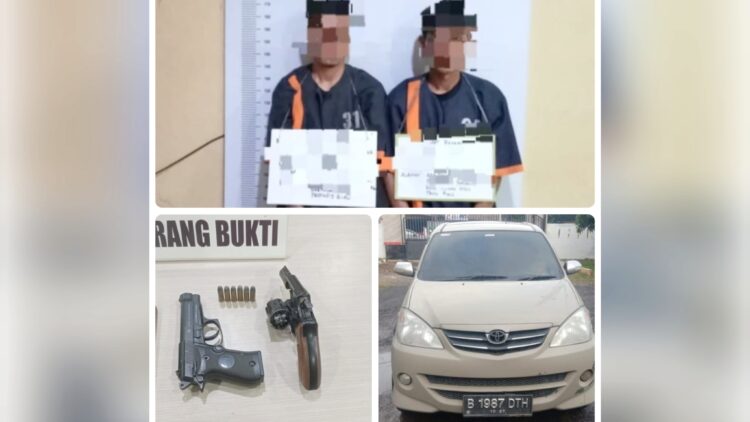 Para pelaku penculikan dan barang bukti yang disita Polres Labuhanbatu. (Foto Ist)