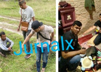 Tersangka Azwar Efendi saat ditangkap di TKP dan Kanit 2 IPDA From Pimpa Siahaan geledah rumah orangtua tersangka