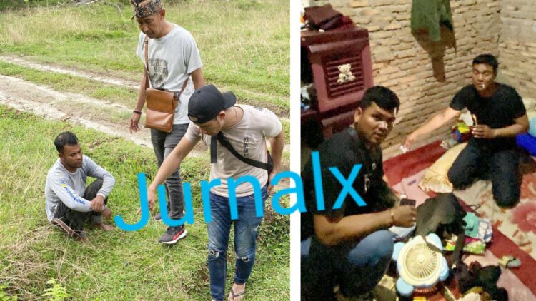 Tersangka Azwar Efendi saat ditangkap di TKP dan Kanit 2 IPDA From Pimpa Siahaan geledah rumah orangtua tersangka