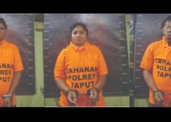 Tiga pelaku penganiyaan yang ditahan Polres Taput. (Foto Ist)