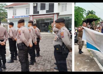 KBO Samapta Polres Sianțar IPTU Pitra Jaya SP. SH pimpin pendampingan penertiban APK Pilkada 2024