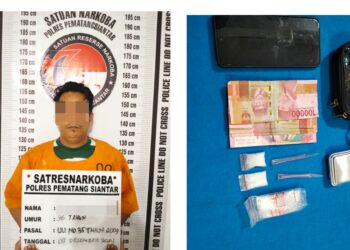 Tersangka AA alias Cacing dan barang bukti
