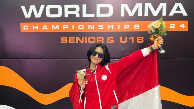 Polwan Dit Samapta Polda Sumut Bripda Aprilia Eka Putri Lumbantungkup Raih Medali Perunggu.
