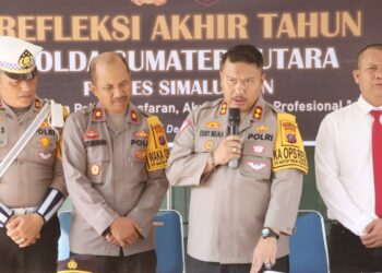 Kapolres Simalungun AKBP Choky Sentosa Meliala, S.I.K., S.H. M.H saat pimpin pelaksanaan Refleksi Akhir Tahun 2024