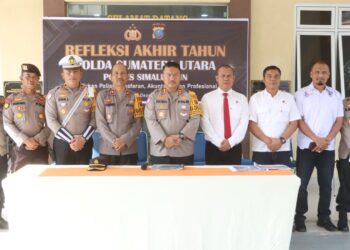 Kapolres Simalungun AKBP Choky Sentosa Meliala, S.I.K., S.H., M.H saat pimpin Refleksi Akhir Tahun 2024