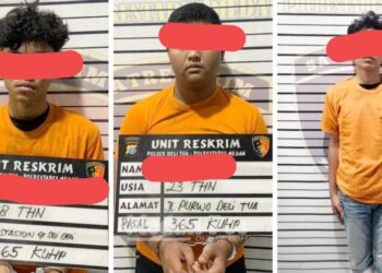 Pelaku begal di kawasan Kanal Titi Kuning yang diringkus polisi. (Foto Ist)