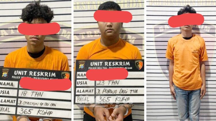 Pelaku begal di kawasan Kanal Titi Kuning yang diringkus polisi. (Foto Ist)
