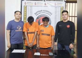 kedua pelaku, Ali Bunda Sinaga (41) dan Rusdi beserta barang bukti sudah diamankan di Sat Resnarkoba Polres Simalungun