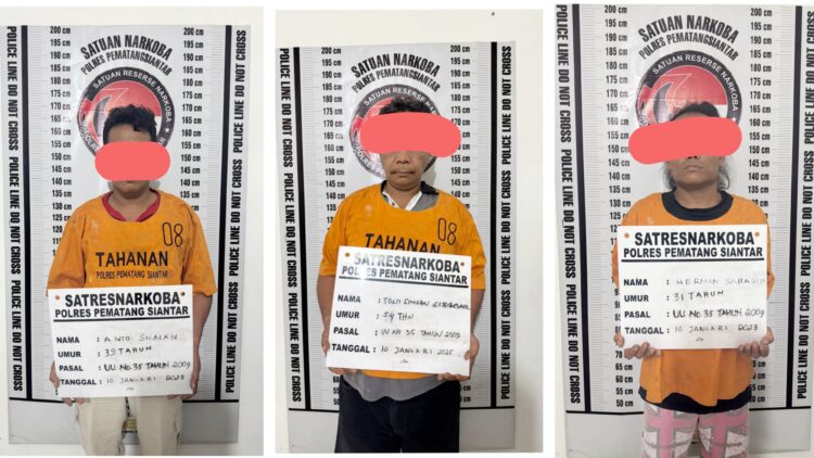 Ketiga tersangka pengedar sabu sudah diamankan di Sat Resnarkoba Polres Siantar