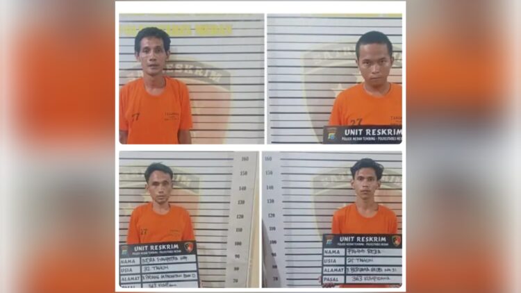 Empat pelaku komplotan jambret ponsel pengendara di Tol Bandar Selamat. (Foto Ist)