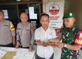 satu buah mortil saat diamankan di Polsek Bandar Pulau
