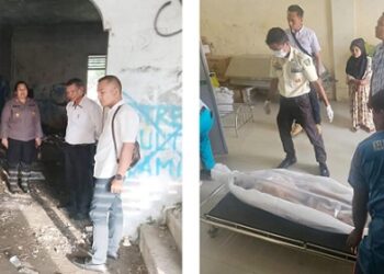 Kapolsek Padang Hilir AKP Herli D. Damanik SH pimpin olah TKP dan penyerahkan jenajah Rahmat alias Buyung kepada keluarga