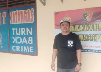 Korban Pengeroyokan Boston Samosir alias Tambun saat didepan ruangan Sat Reskrim Mako Polres Pematangsiantar