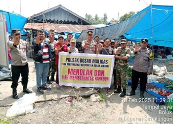 Kapolsek Bosar Maligas, IPTU Soni G. Silalahi SH melaksanakan sosialisasi anti narkotika dan balap liar serta penggunaan kenalpot blong di Pekan Sabtu