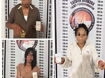 ketiga orang positif urine pengguna narkotika saat diamankan di Sat Resnarkoba Polres Pemarangsiantar