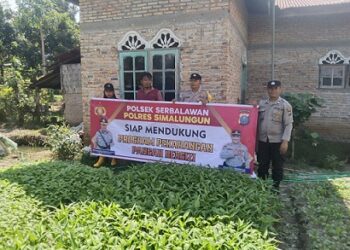 Polsek Serbalawan Polres Simalungun bersama Penyuluh Pertanian Lapangan (PPL) Kecamatan Dolok Batu Nanggar melaksanakan kegiatan pendampingan Program Satu Pekarangan Pangan Bergizi di Huta I Nagori Dolok Kataran