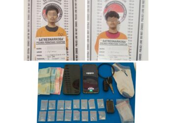 kedua tersangka RY dan TS beserta barang bukti