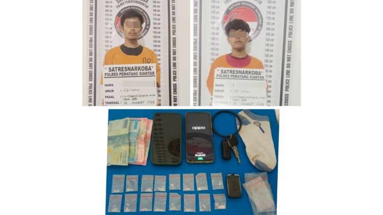 kedua tersangka RY dan TS beserta barang bukti