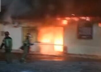 Ruang Kerja Intelkam Dan Provos Polsek Helvetia Terbakar. (Foto Ist)