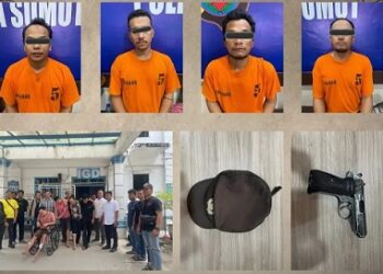 Empat orang pelaku mengaku polisi melakukan pemerasan dengan modus razia narkoba diringkus polisi. (Foto Ist)