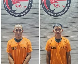 Dua bandar narkoba sabu Desa Marindal 1, Kecamatan Patumbak, Kabupaten Deli Serdang yang diringkus polisi.Foto Ist