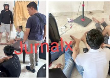 Sat Resnarkoba Polres Pematangsiantar dipimpin Kanit Idik 1 IPDA Warman Siallagan SH saat tangkap ke sembilan tersangka di rumah jalan Jorlang