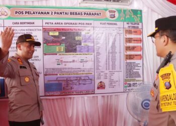 Karo Ops Polda Sumut Kombes Pol Viktor Togi Tambunan, S.H. S.I.K mewakili Kapolda Sumatera Utara pengecekan ke Pos Yan 2 Pantai Bebas Parapat