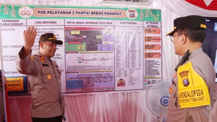 Karo Ops Polda Sumut Kombes Pol Viktor Togi Tambunan, S.H. S.I.K mewakili Kapolda Sumatera Utara pengecekan ke Pos Yan 2 Pantai Bebas Parapat