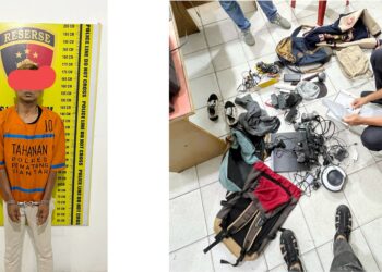Pelaku HK alias Kabo dan barang bukti