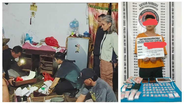 Kapolres Pematangsiantar AKBP Sah Udur T.M Sitinjak SH. SIK. MH menyampaikan penggeledahan dan tersangka FIS alias Faidel beserta barang bukti