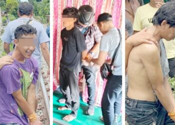 Ketiga laki laki yang diamankan hasil Gerebek Sarang Narkoba di H. Cokroaminoto Gang Pemudik