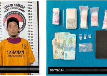Tersangka JPS alias Samosir beserta barang bukti