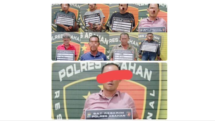 Para pelaku judi sabung ayam dan anggota DPRD Asahan yang dijadikan tersangka. (Foto Ist)