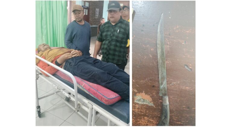 Jenajah Ruslan Girsang korban pembunuhan dan barang bukti pisau milik pelaku