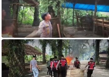 Lokasi arena judi sabung ayam di Dusun 7, Desa Namo Bintang, Kecamatan Pancur Batu, Kabupaten Deli Serdang digerebek. (Foto Ist)