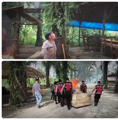 Lokasi arena judi sabung ayam di Dusun 7, Desa Namo Bintang, Kecamatan Pancur Batu, Kabupaten Deli Serdang digerebek. (Foto Ist)