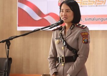 Kasat Lantas Polres Simalungun IPTU Devi Sirongoringo, SH, S.Sos menyampaikan kata sambutannya 
