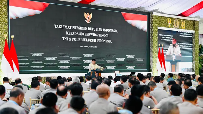 Prabowo Kumpulkan 800 Pati TNI-Polri di Istana Jelang Dua Tahun Kepemimpinan