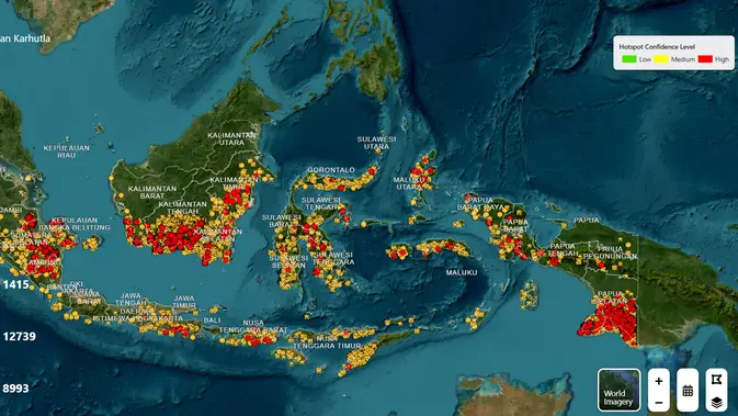 Sebaran Titik Api Karhutla di Indonesia per 12 Oktober 2026