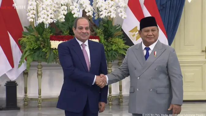 Prabowo Terima Kunjungan Kenegaraan Presiden Mesir di Istana Merdeka