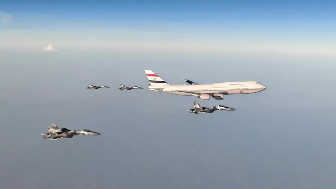 Presiden Mesir El-Sisi Tiba di Jakarta Dikawal Sukhoi dan F-16