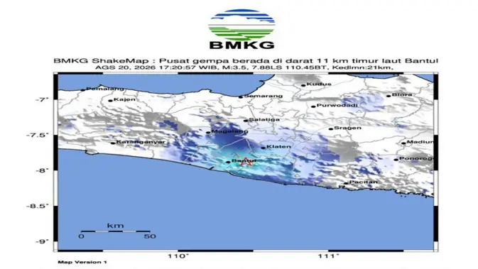 Gempa M3,5 Guncang Bantul, Getaran Dirasakan Warga