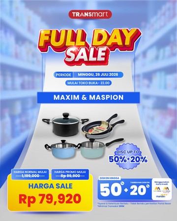 Transmart Full Day Sale 26 Juli: Diskon 50% + 20% untuk Semua Kebutuhan